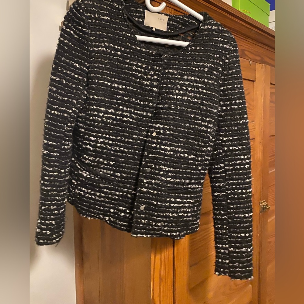 IRO Molly Black and White Textured Blazer